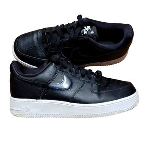 Women’s black& iridescent Nike Air Force 1 Sneakers with White Sole